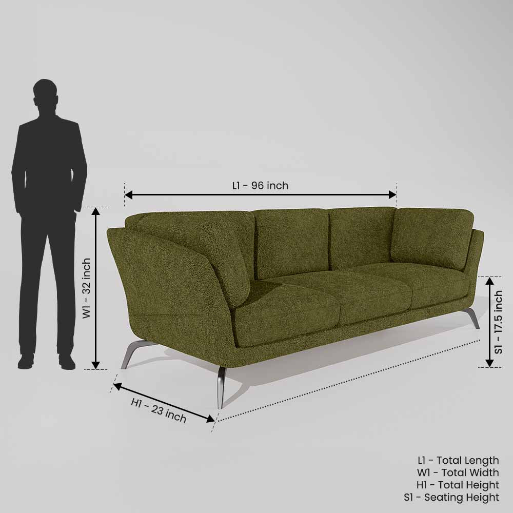 Symphony 3 Seater Boucle Fabric - Dried herb