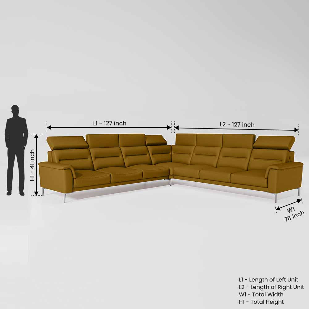 Crescendo 3 Seater + Corner + 3 Seater Leatherette Fabric - Golden Orange