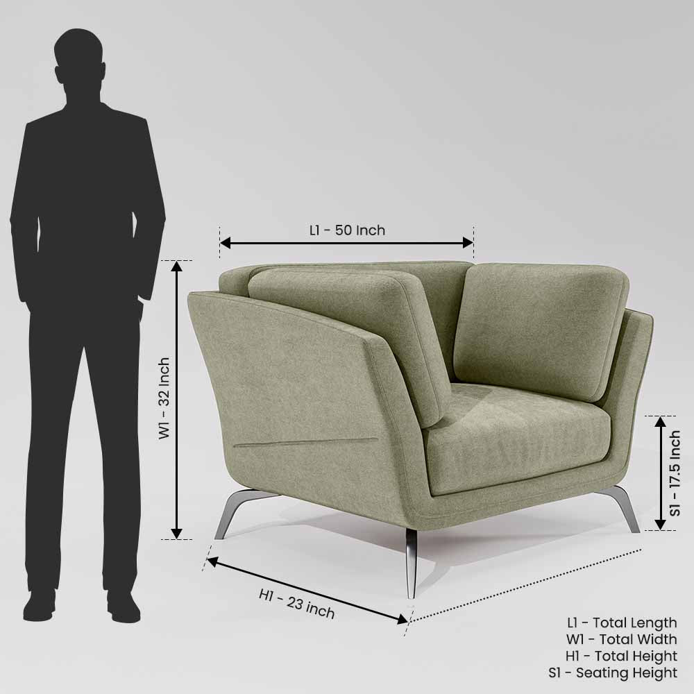 Symphony 1 Seater Water & Stain Repellent Fabric - Pistachio Shell