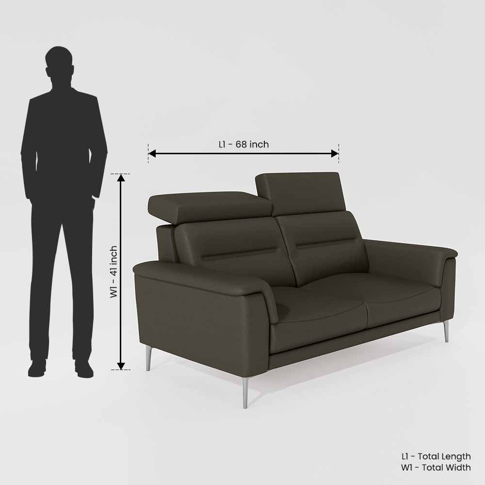 Cresendo 2 Seater Leatherette fabric - Pewter Grey