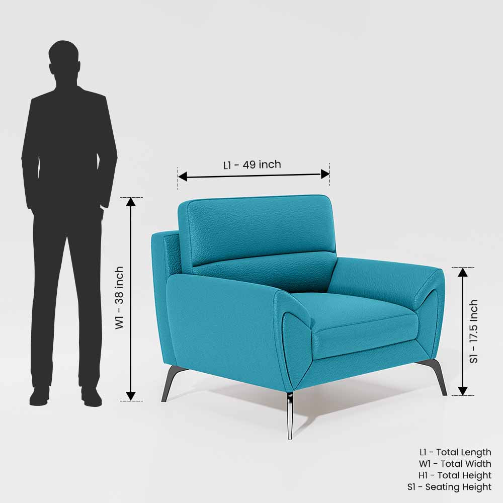 Octave 1 Seater Seater-Suede fabric - Celestial blue