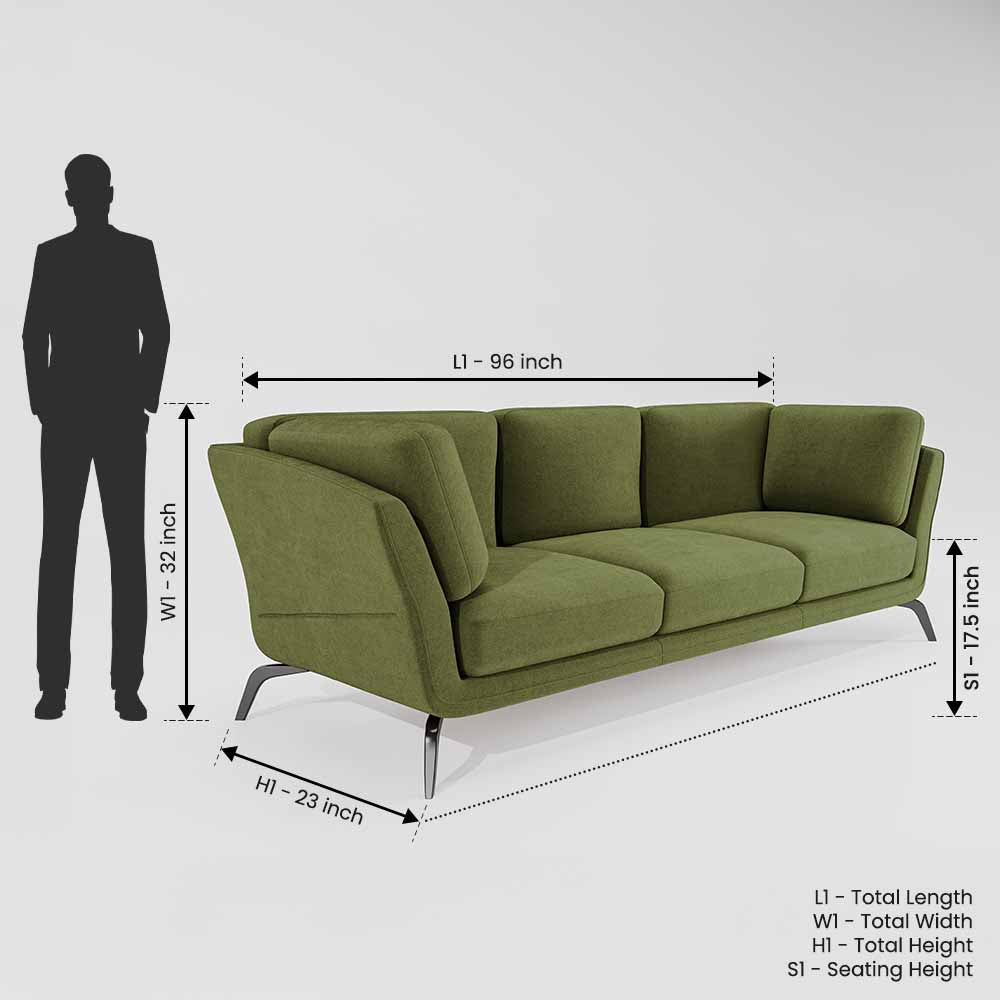 Symphony 3 Seater Water & Stain Repellent Fabric - Sage green