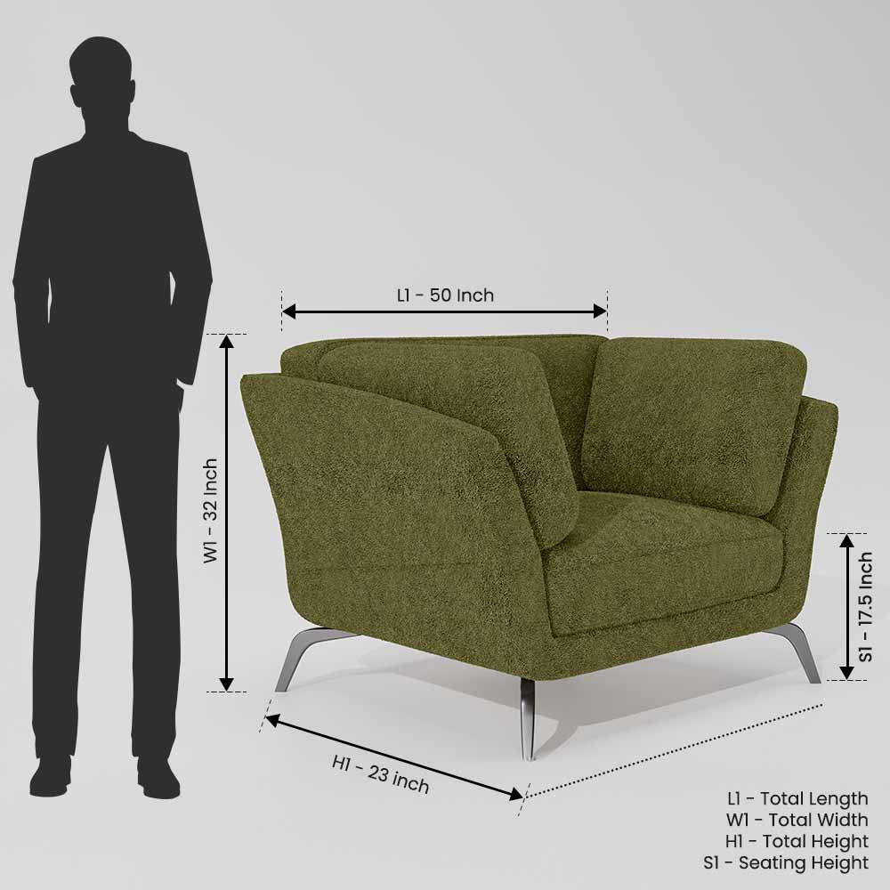 Symphony 1 Seater Boucle Fabric - Dried Herb