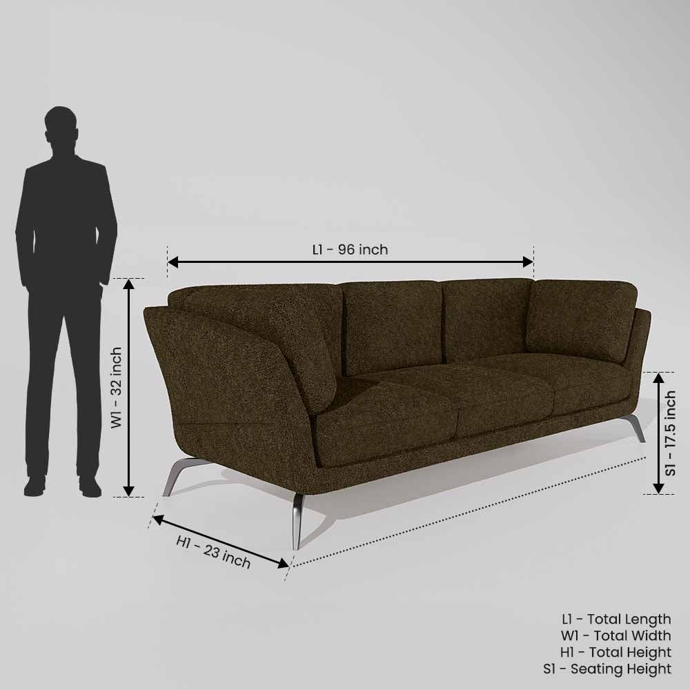 Symphony 3 Seater Boucle Fabric - Sepia