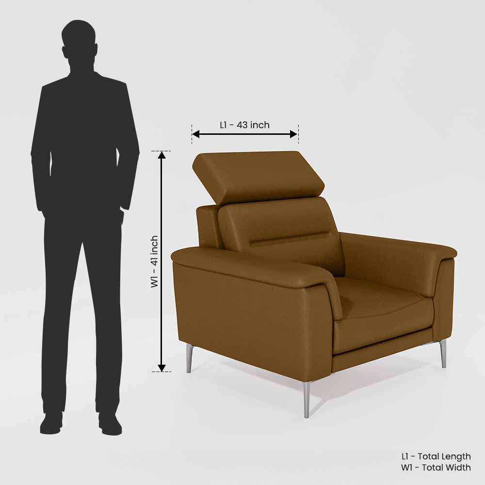 Cresendo 1 Seater Leatherette fabric - Tobacco Brown