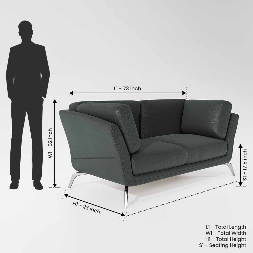 Symphony 2 Seater Suede fabric - Steel grey