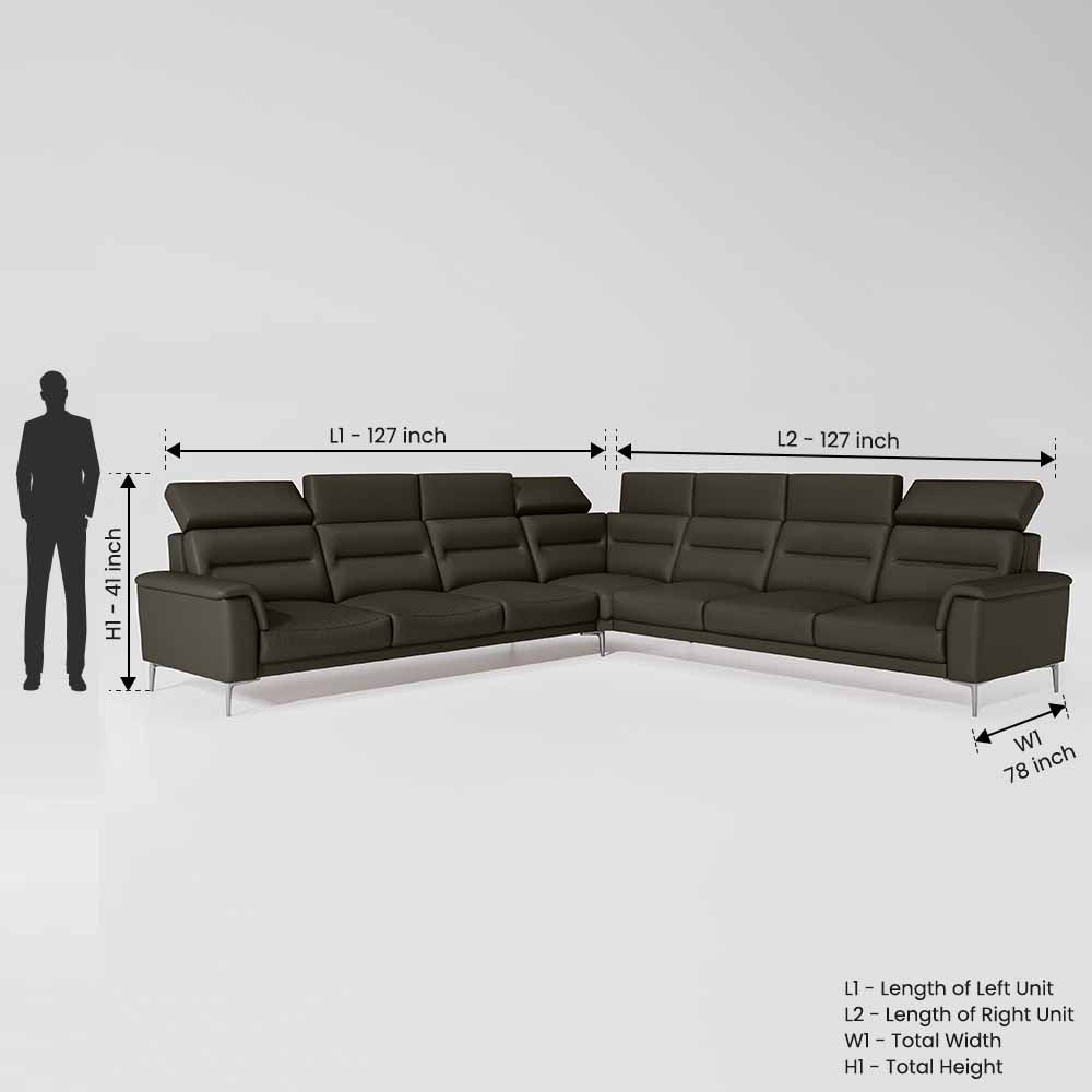 Crescendo 3 Seater + Corner + 3 Seater Leatherette Fabric - Pewter Grey