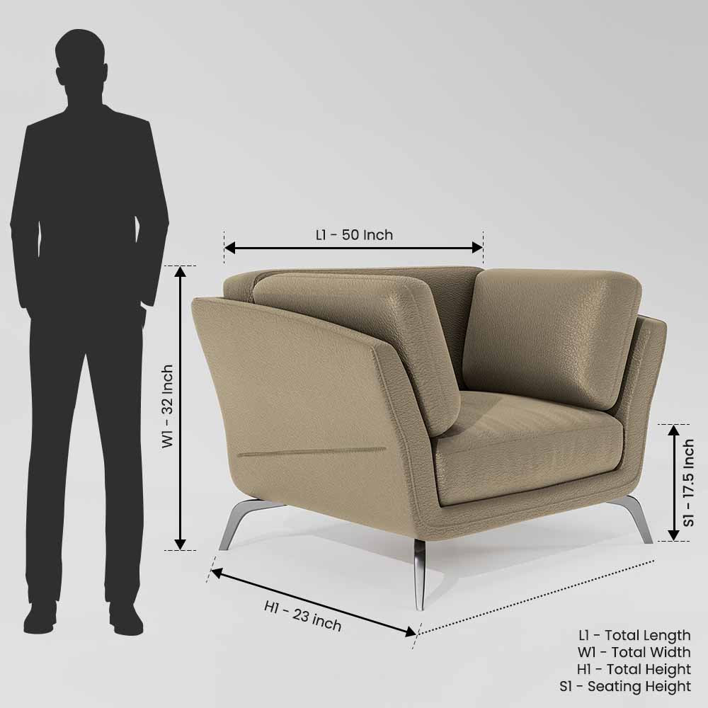 Symphony 1 Seater Suede fabric - Almond Milk