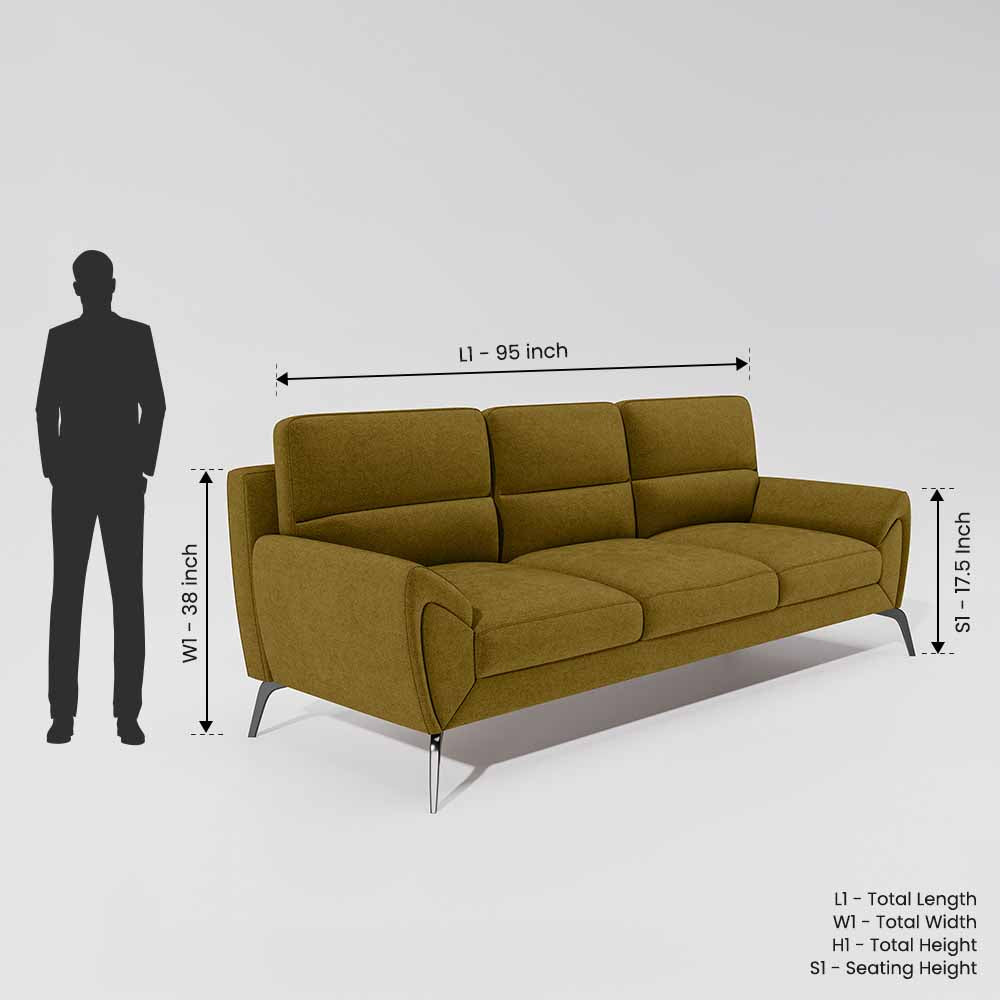 Octave 3 Seater Water & Stain Repellent Fabric - Honey