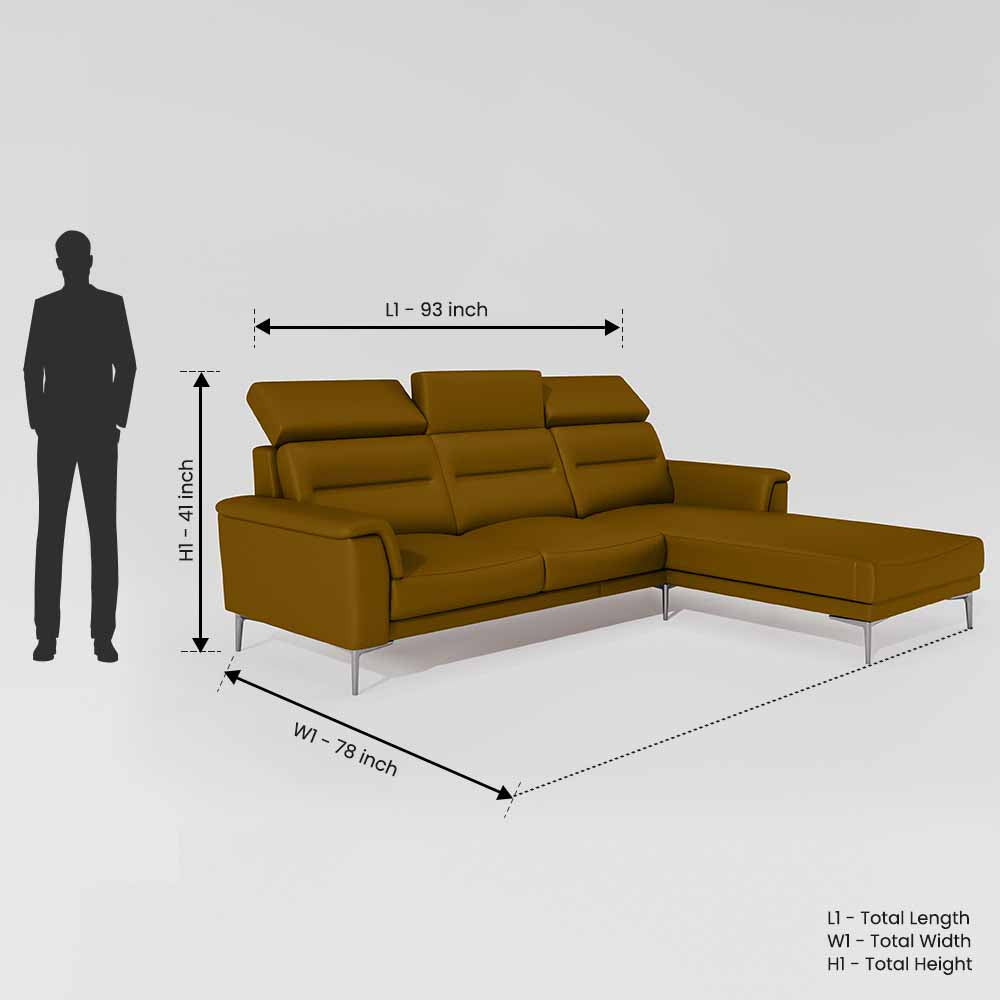 Cresendo 2 Seater with LH Lounger Leatherette fabric - Tobacco Brown