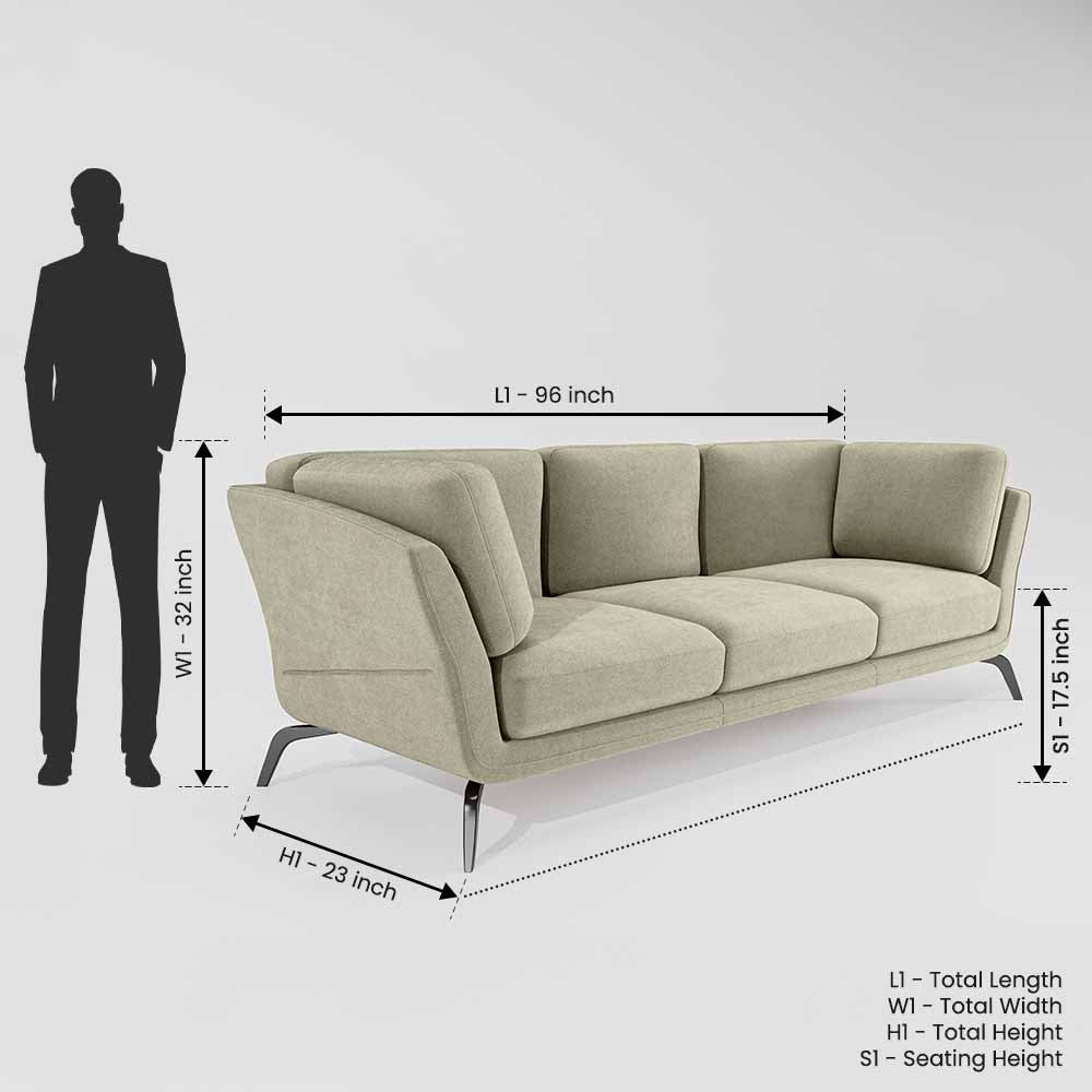 Symphony 3 Seater Water & Stain Repellent Fabric - Pistachio shell