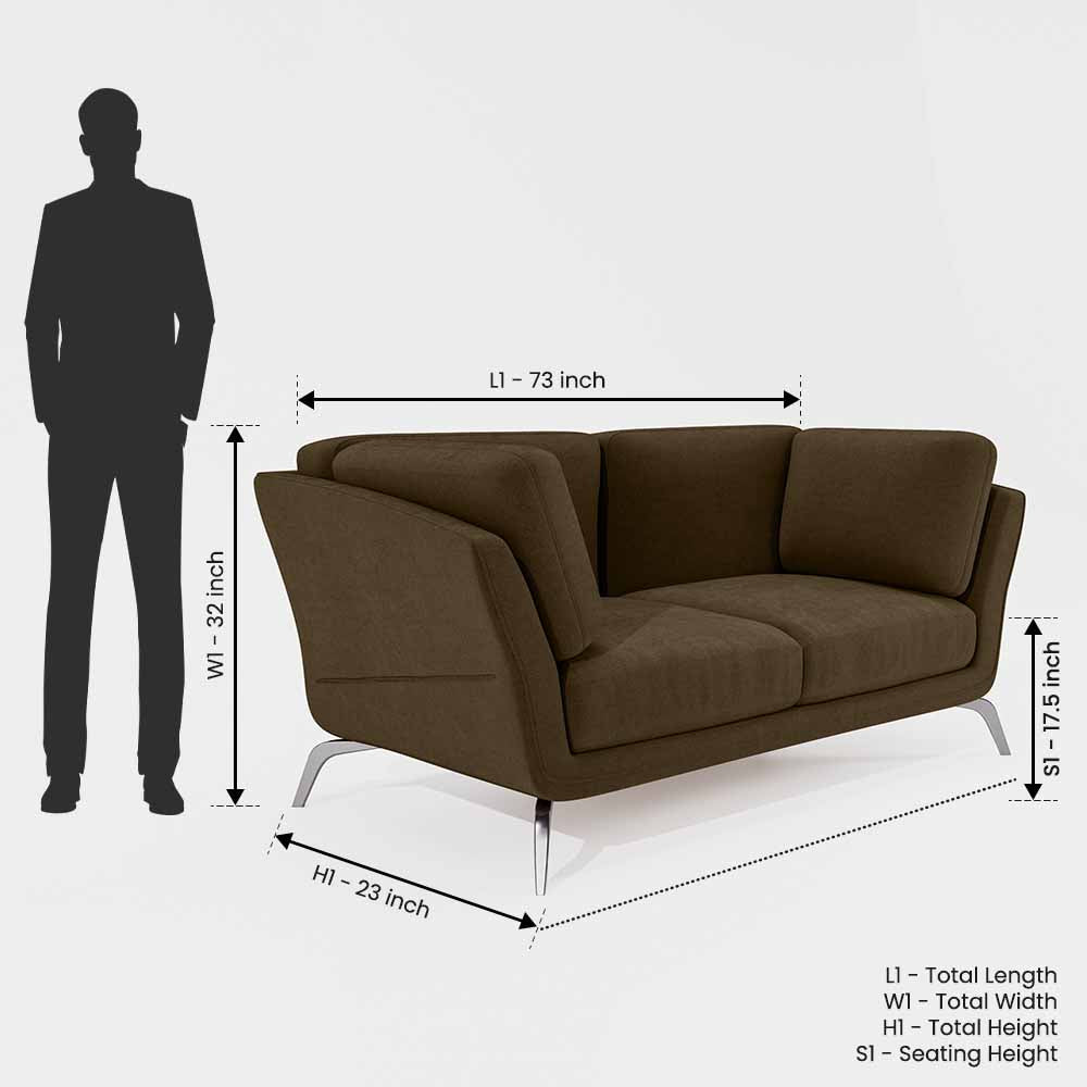 Symphony 2 Seater Water & Stain Repellent Fabric - Dark earth