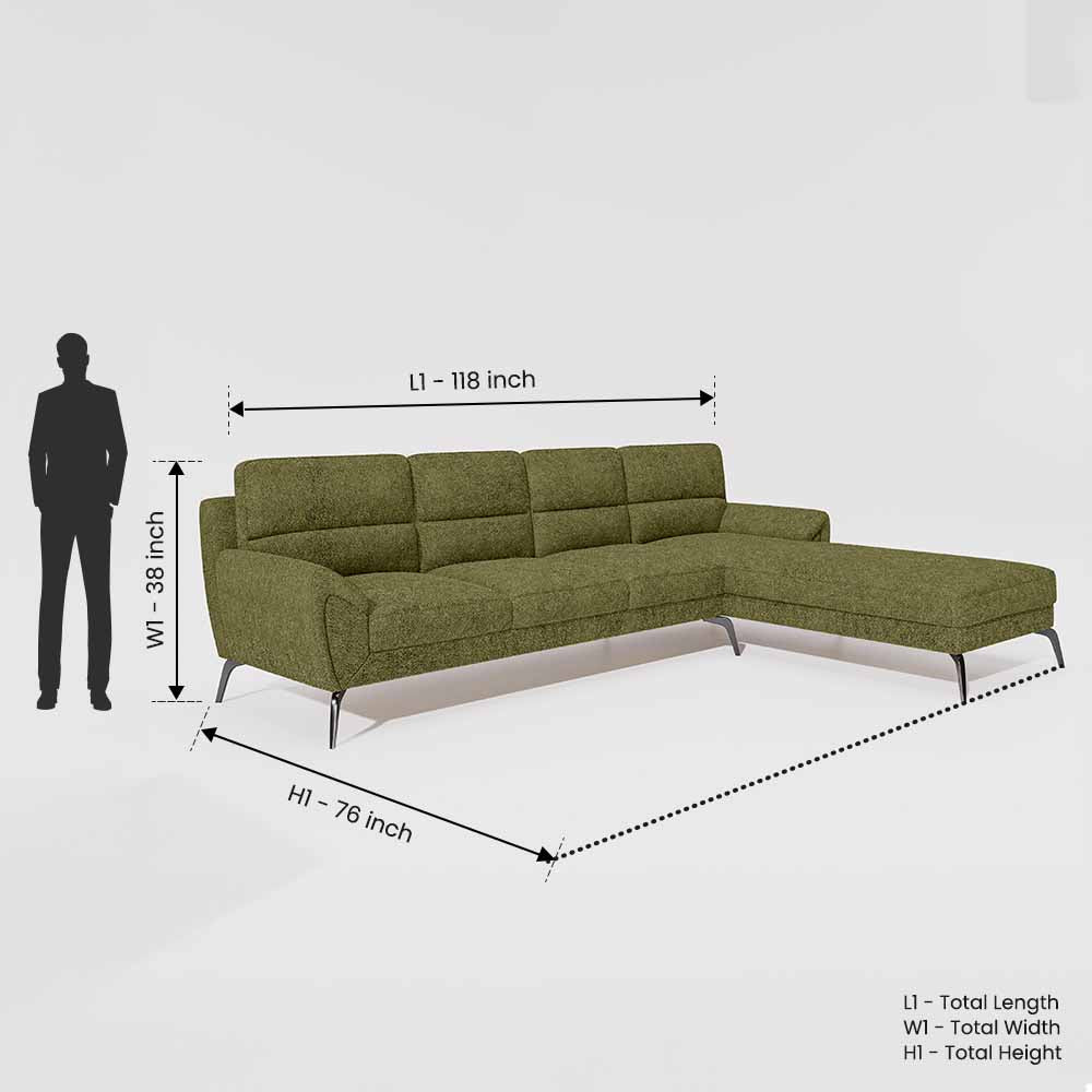 Octave 3 Seater with LH Lounger Boucle Fabric - Dried Herb