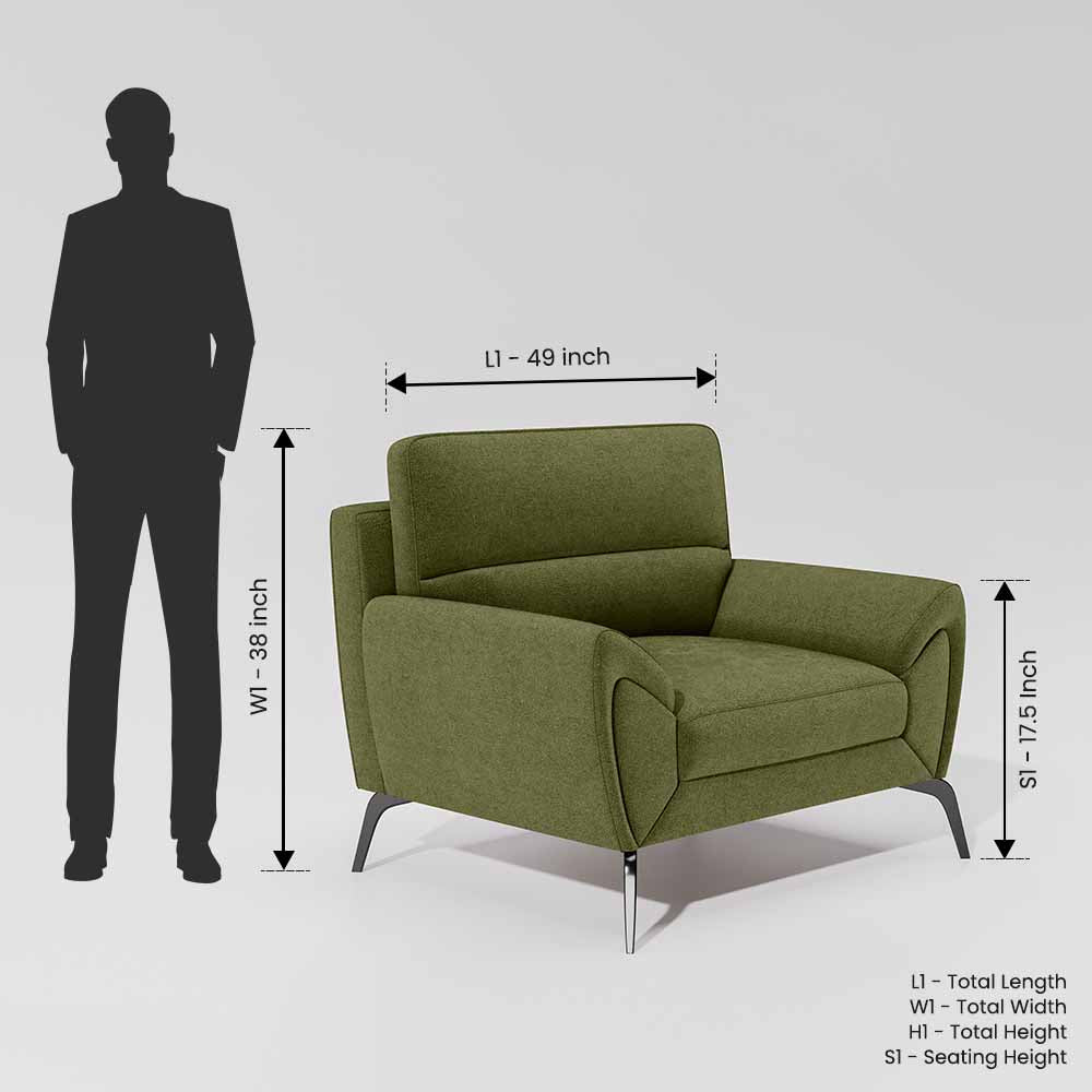 Octave 1 Seater Seater-Water & Stain Repellent Fabric - Sage green