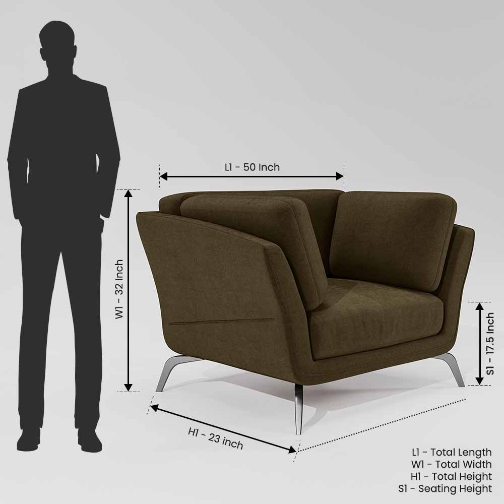 Symphony 1 Seater Water & Stain Repellent Fabric - Dark Earth