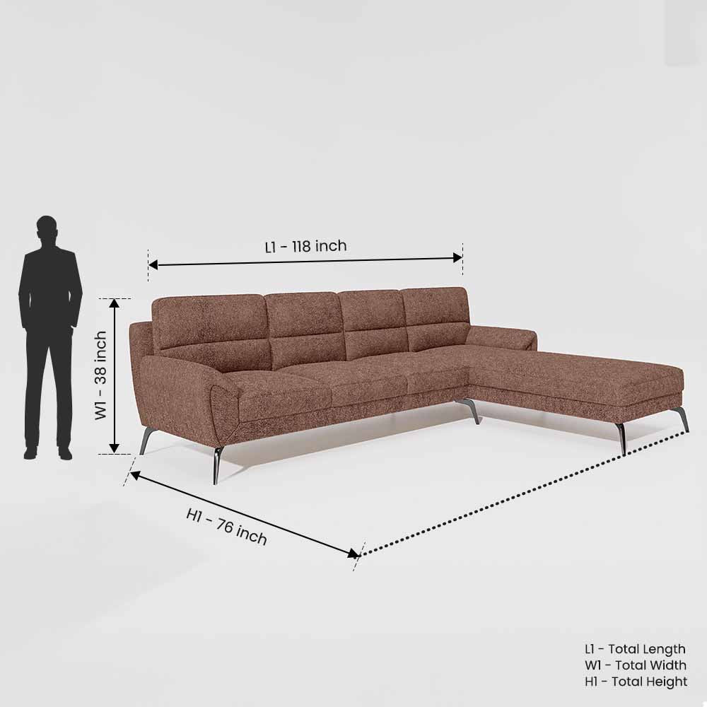 Octave 3 Seater with LH Lounger Boucle Fabric - Dusty Rose