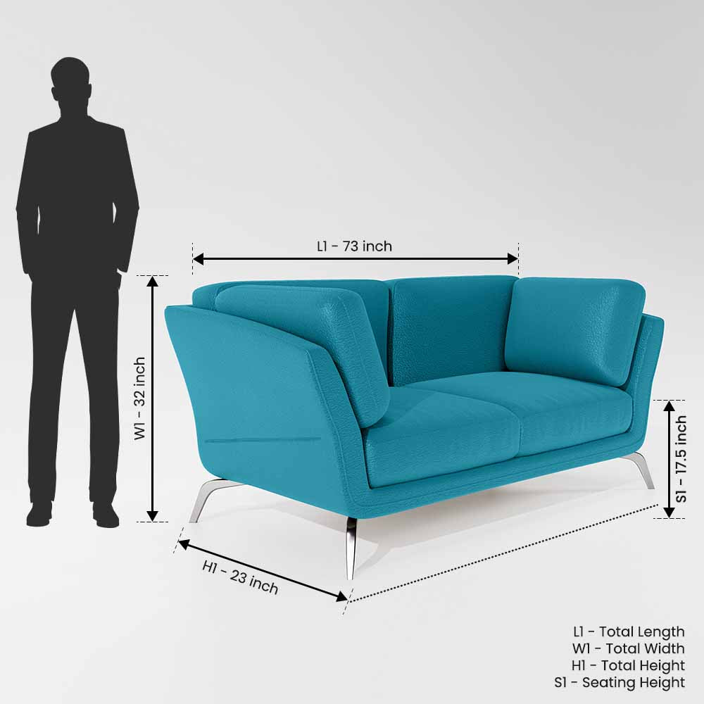 Symphony 2 Seater Suede fabric - Celestial blue