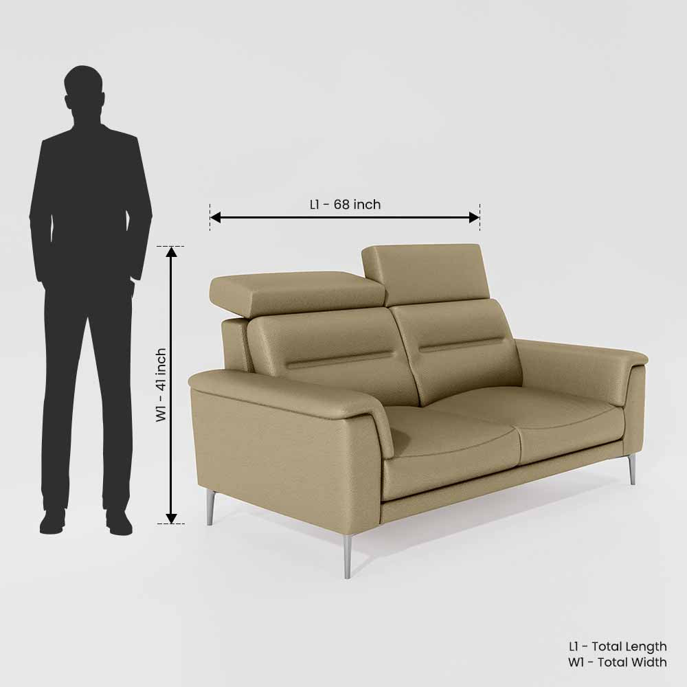 Cresendo 2 Seater Leatherette fabric - Pebble
