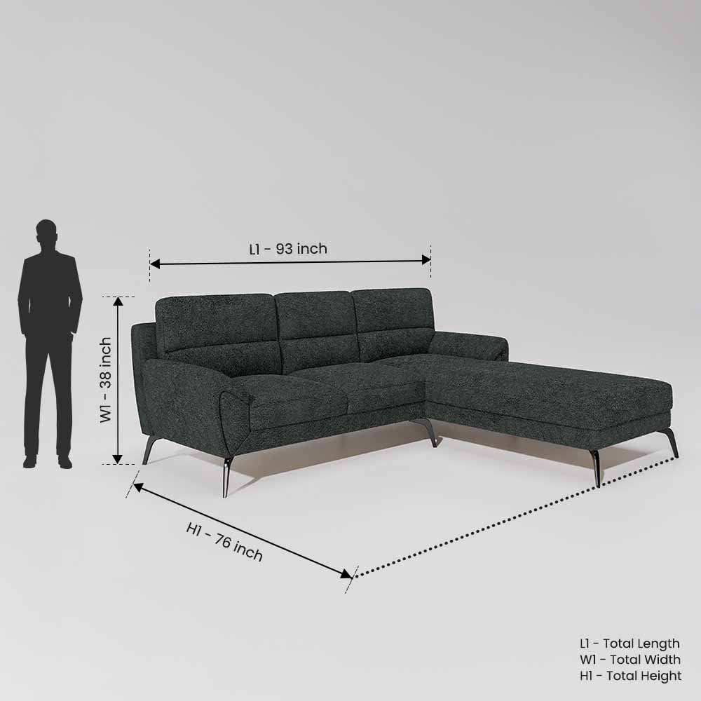 Octave 2 Seater Sofa with RH Lounger Boucle Fabric - Sedona Sage