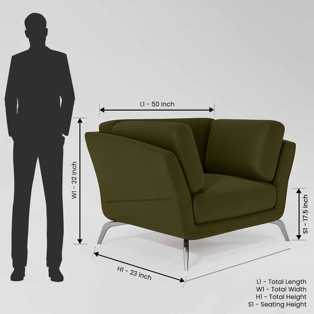 Symphony 1 Seater Suede fabric - Avocado