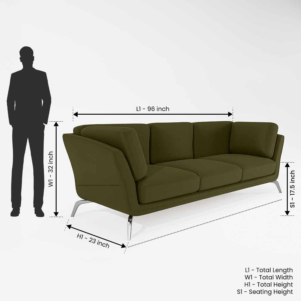 Symphony 3 Seater Suede fabric - Avocado