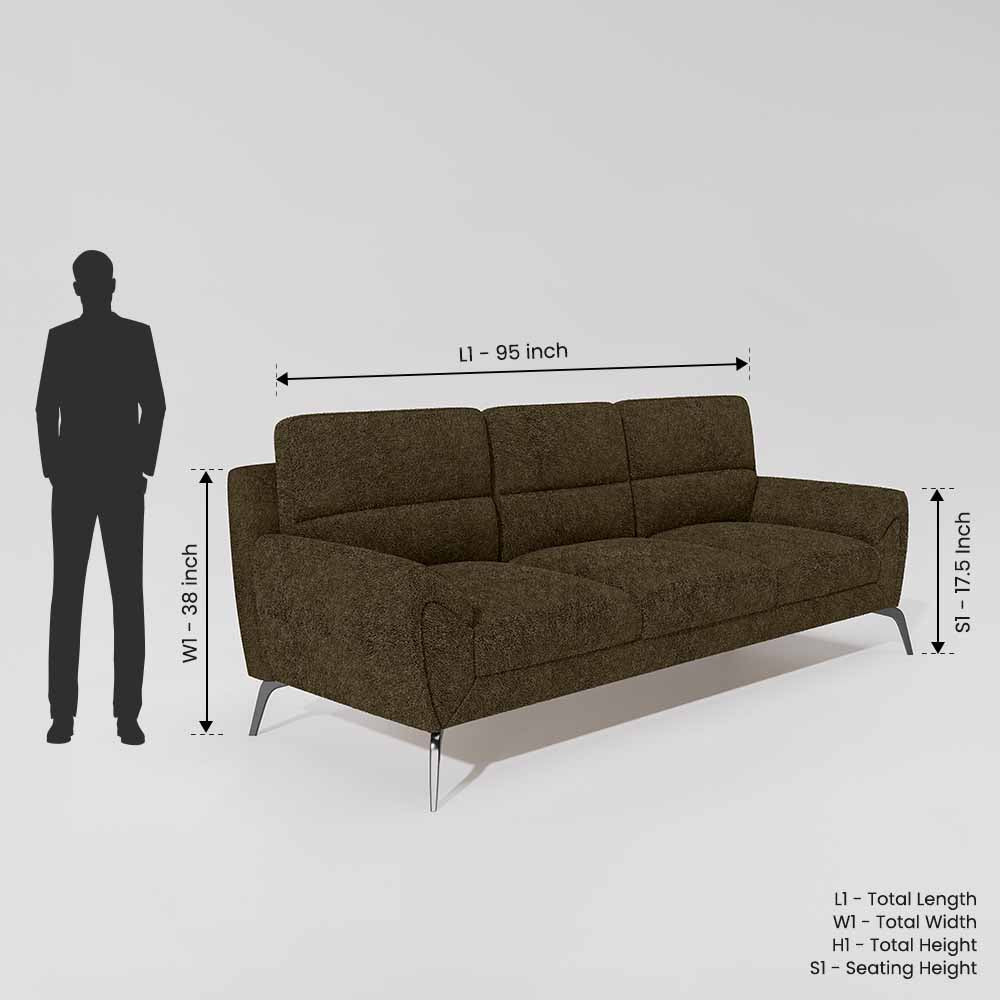 Octave 3 Seater Boucle Fabric - Sepia