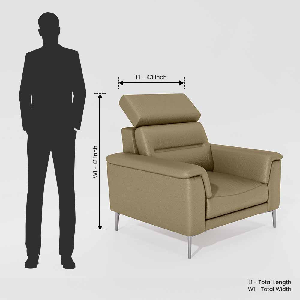 Cresendo 1 Seater Leatherette fabric - Pebble