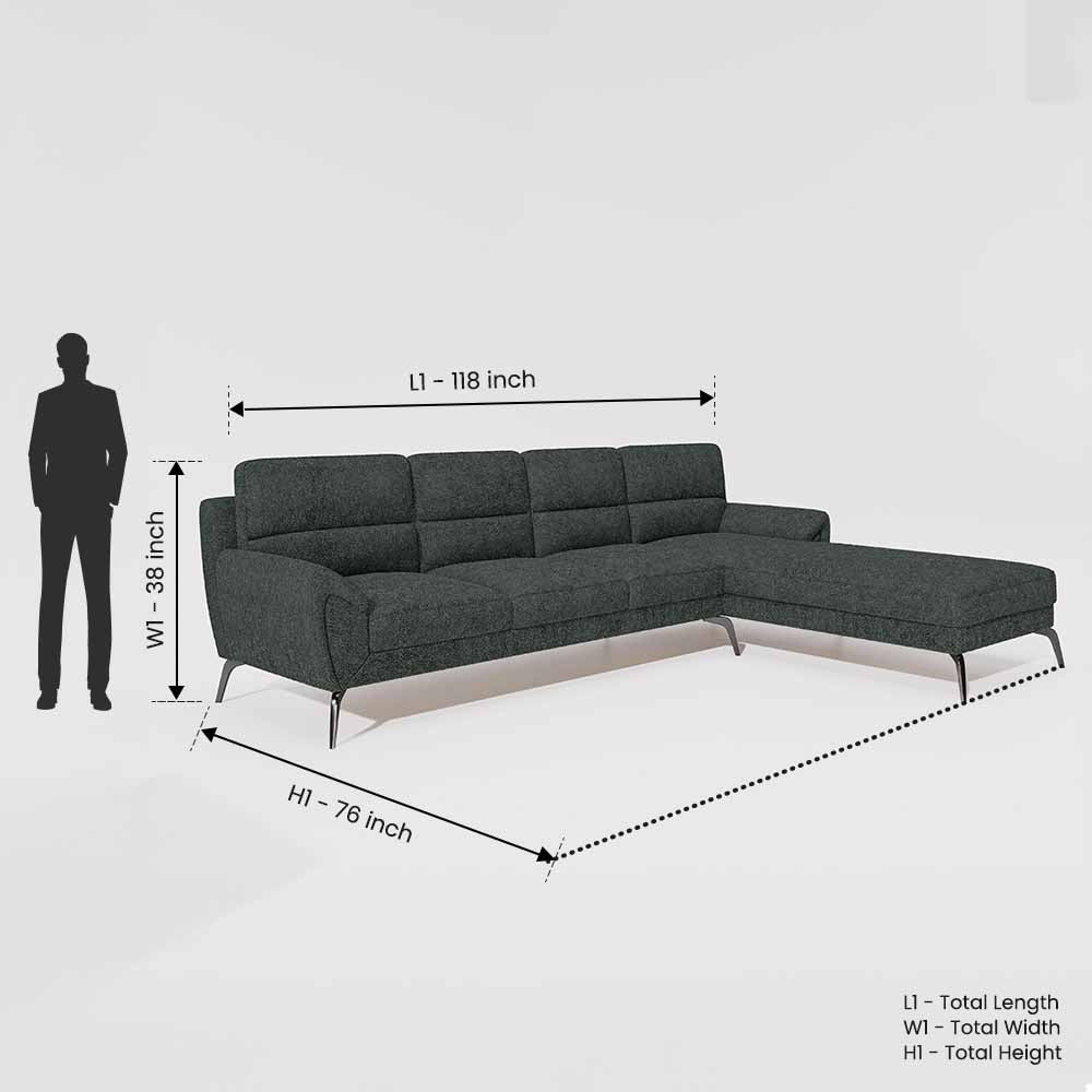 Octave 3 Seater with RH Lounger Boucle Fabric - Sedona Sage