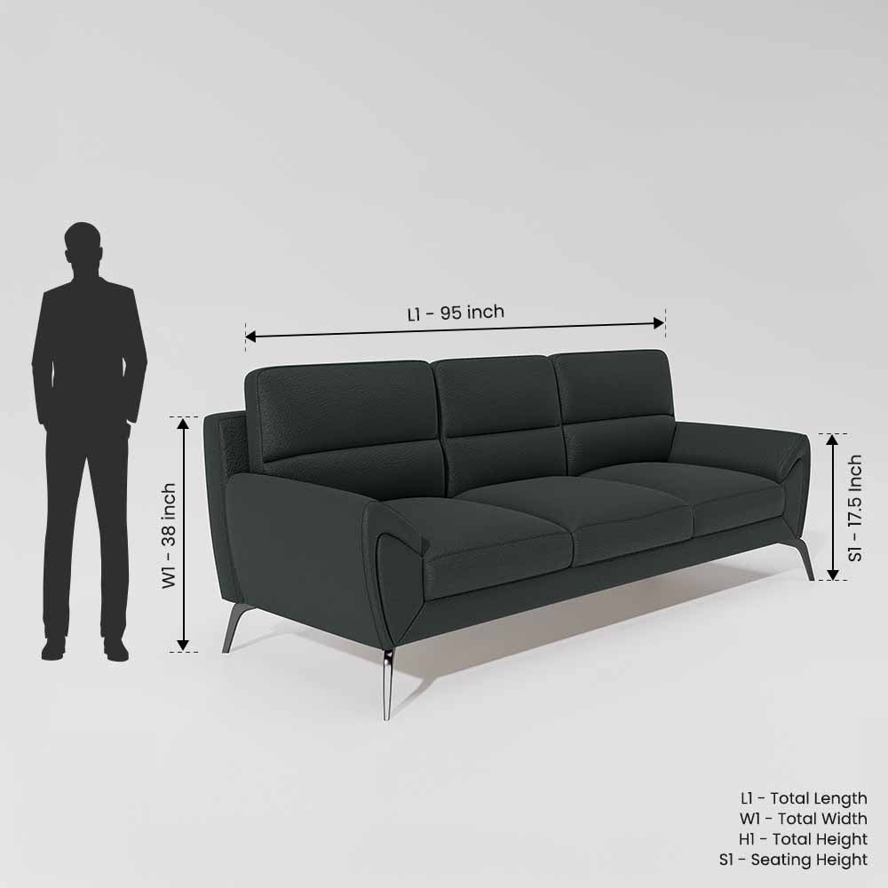 Octave 3 Seater Suede Fabric - Steel grey