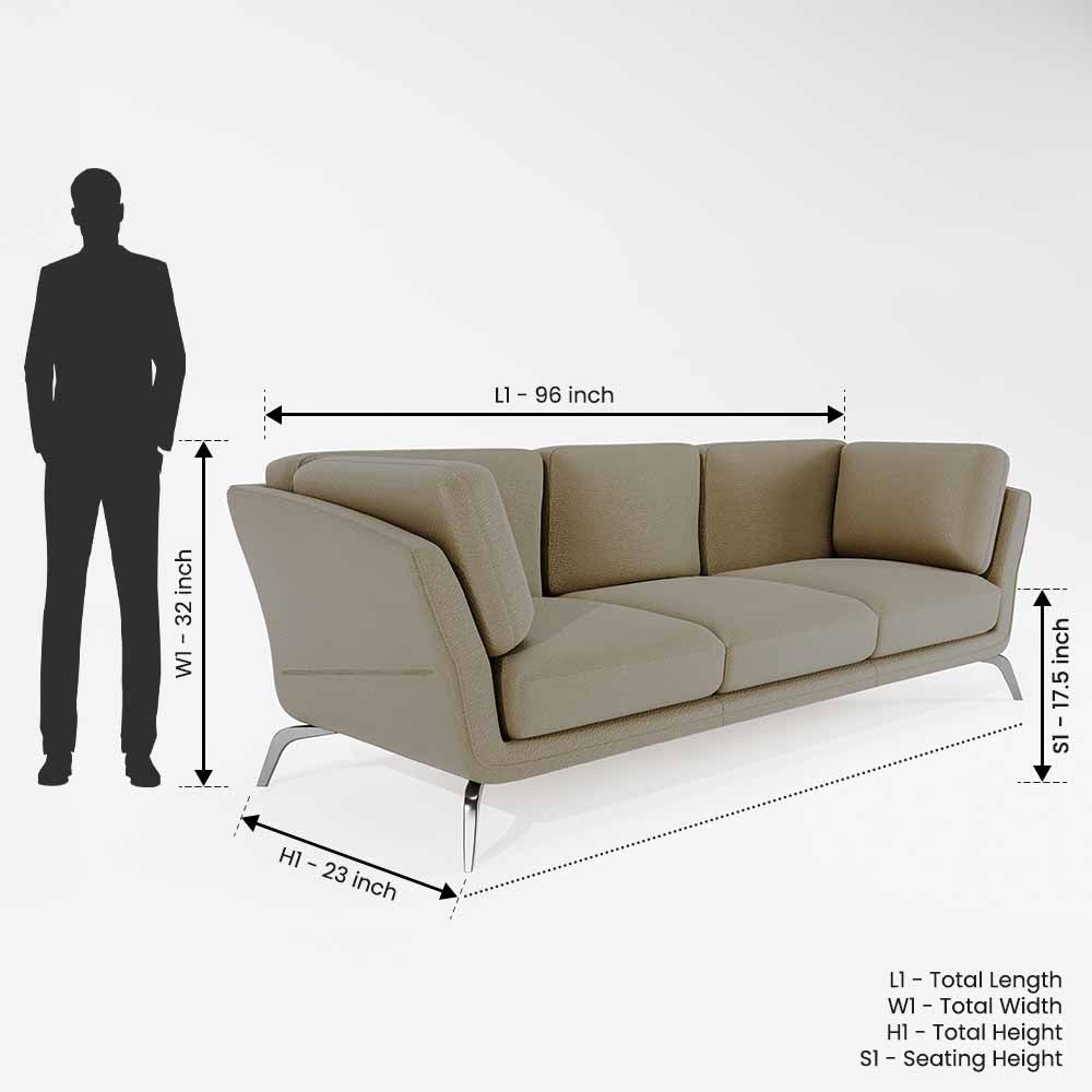 Symphony 3 Seater Suede fabric - Almond milk