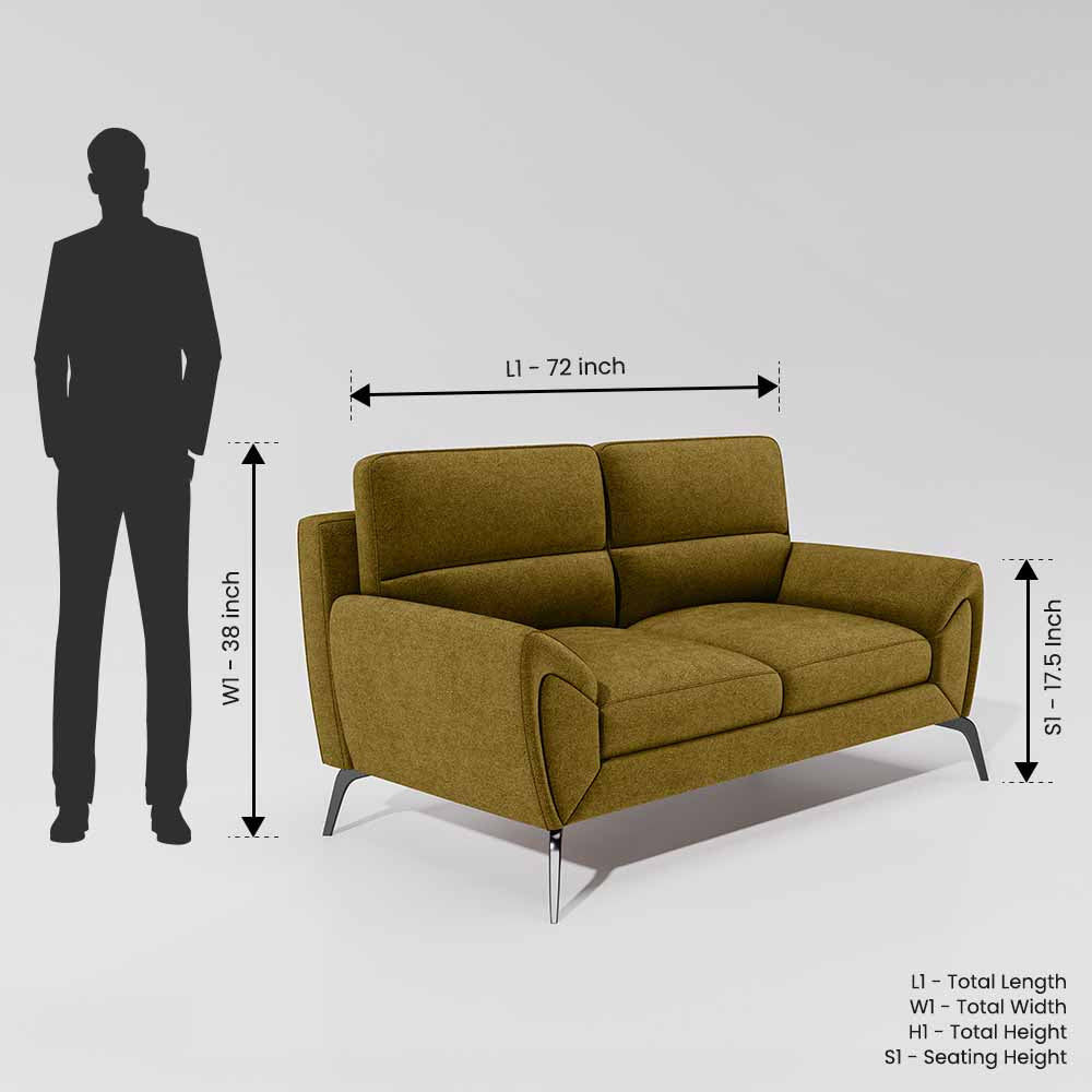 Octave 2 Seater Sofa with LH Lounger Water & Stain Repellent Fabric - Honey