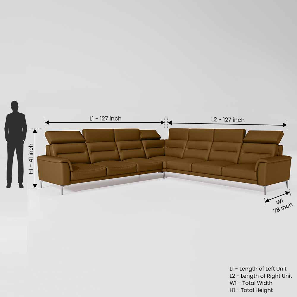 Crescendo 3 Seater + Corner + 3 Seater Leatherette Fabric - Tobacco Brown