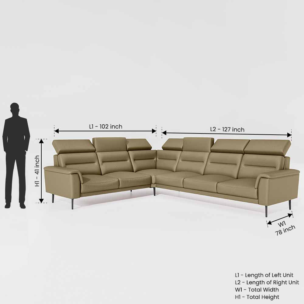 Crescendo 2 Seater + Corner + 3 Seater Leatherette Fabric - Pebble