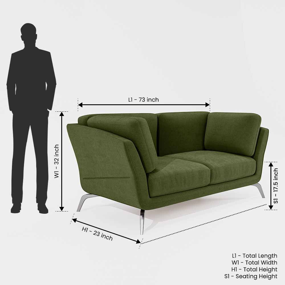 Symphony 2 Seater Water & Stain Repellent Fabric - Sage green