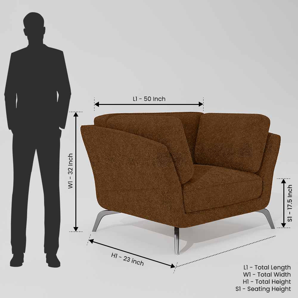 Symphony 1 Seater Boucle Fabric - Caramel