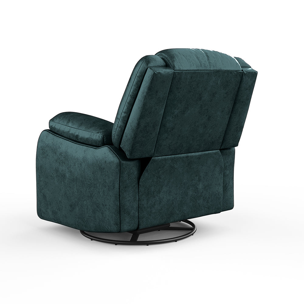 Avalon Rocking & Rotating Suede Fabric Recliner | 1 seater | Midnight Blue | Duroflex Furniture
