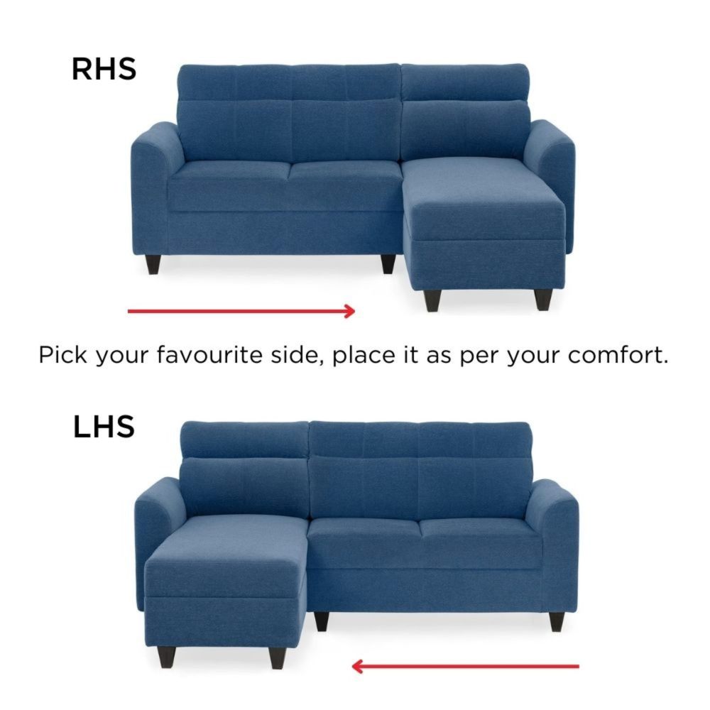 Zivo Plus Twilight Blue Fabric 2 Seater Sofa with Lounger