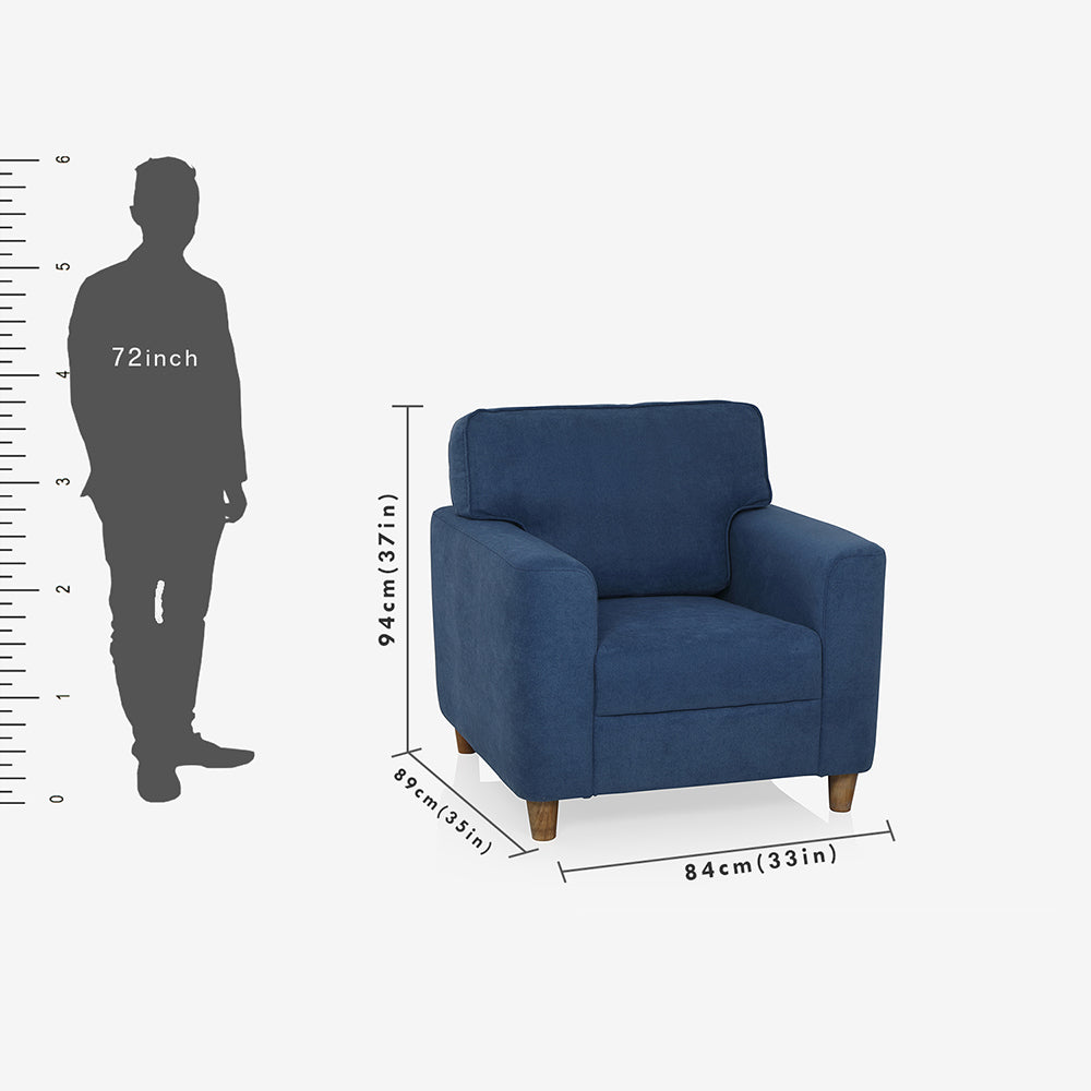 Utopia Fabric Sofa | 1 seater | Blue |  Duroflex Furniture