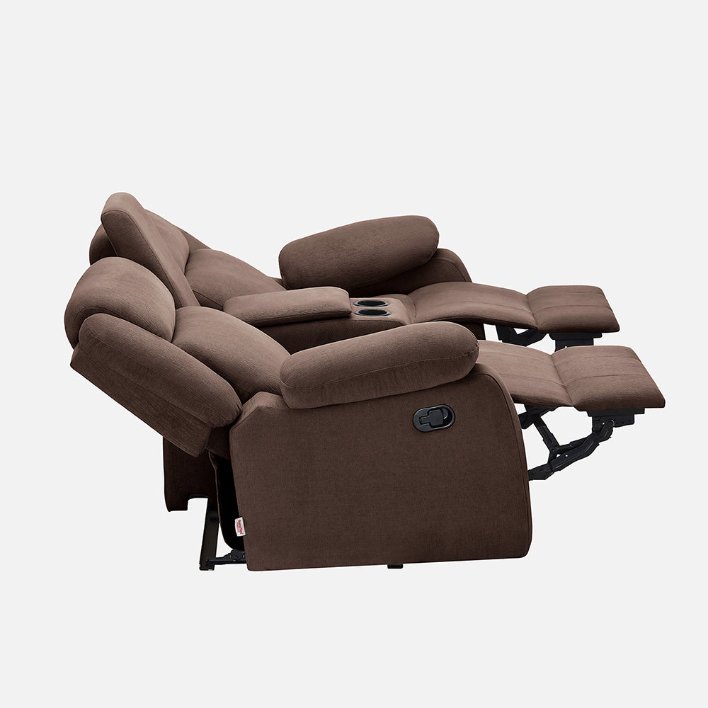 Avalon Twin Fabric Recliner |  2 seater | Dark Brown |  Duroflex Furniture