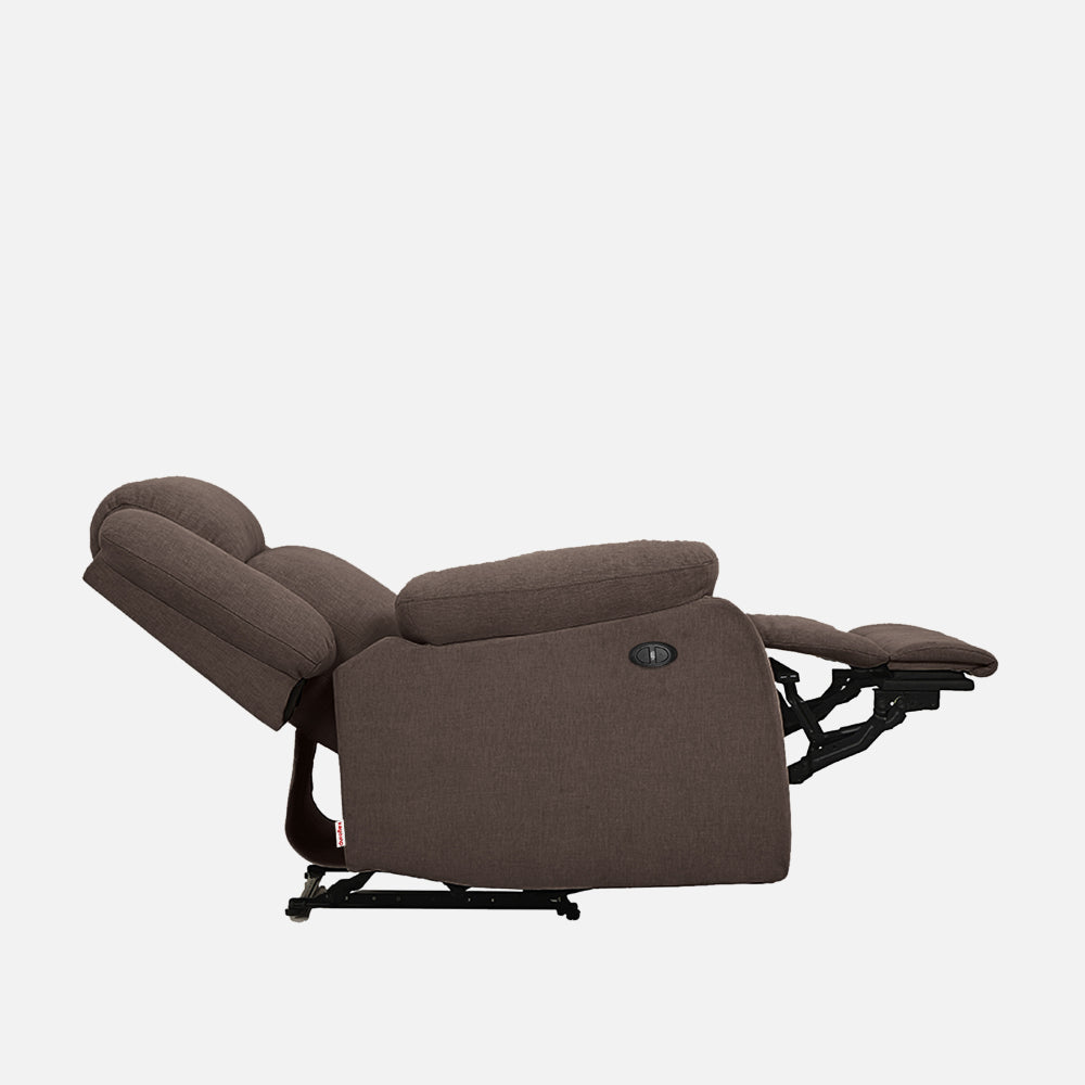 Avalon Motorized Electric Powered Saddle Brown Fabric Recliner