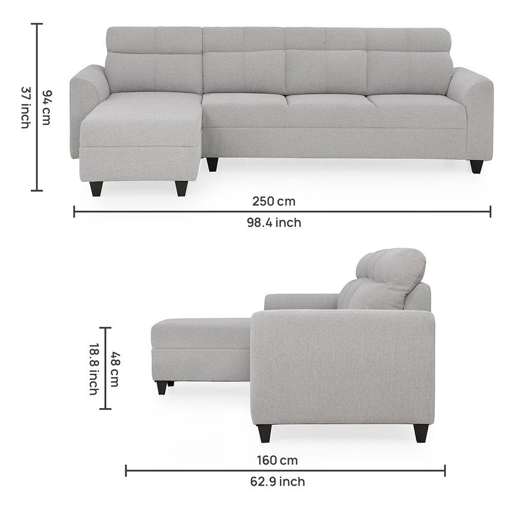 Zivo Plus Sofa Lounger | 3 seater | Cloudy Gray | Duroflex Furniture