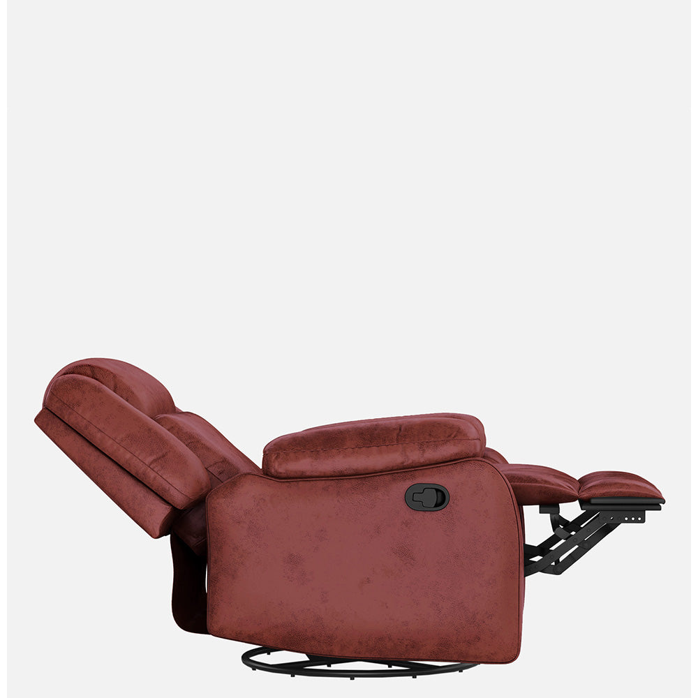 Avalon Rocking & Revolving Crimson Red Single Seater Suede Fabric Recliner