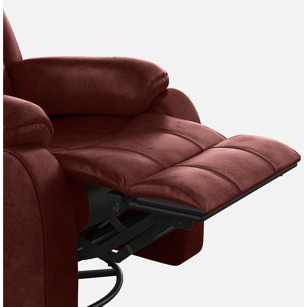 Avalon Rocking & Revolving Crimson Red Single Seater Suede Fabric Recliner