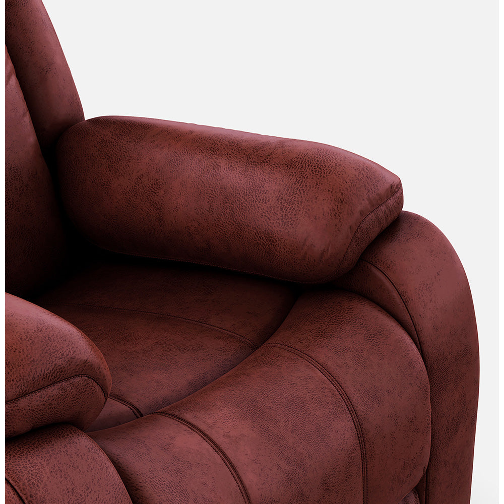 Avalon Rocking & Rotating Crimson Red Single Seater Suede Fabric Recliner