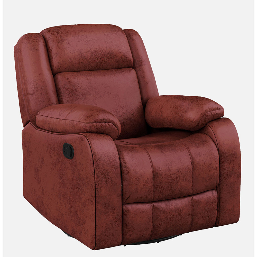 Avalon Rocking & Revolving Crimson Red Single Seater Suede Fabric Recliner