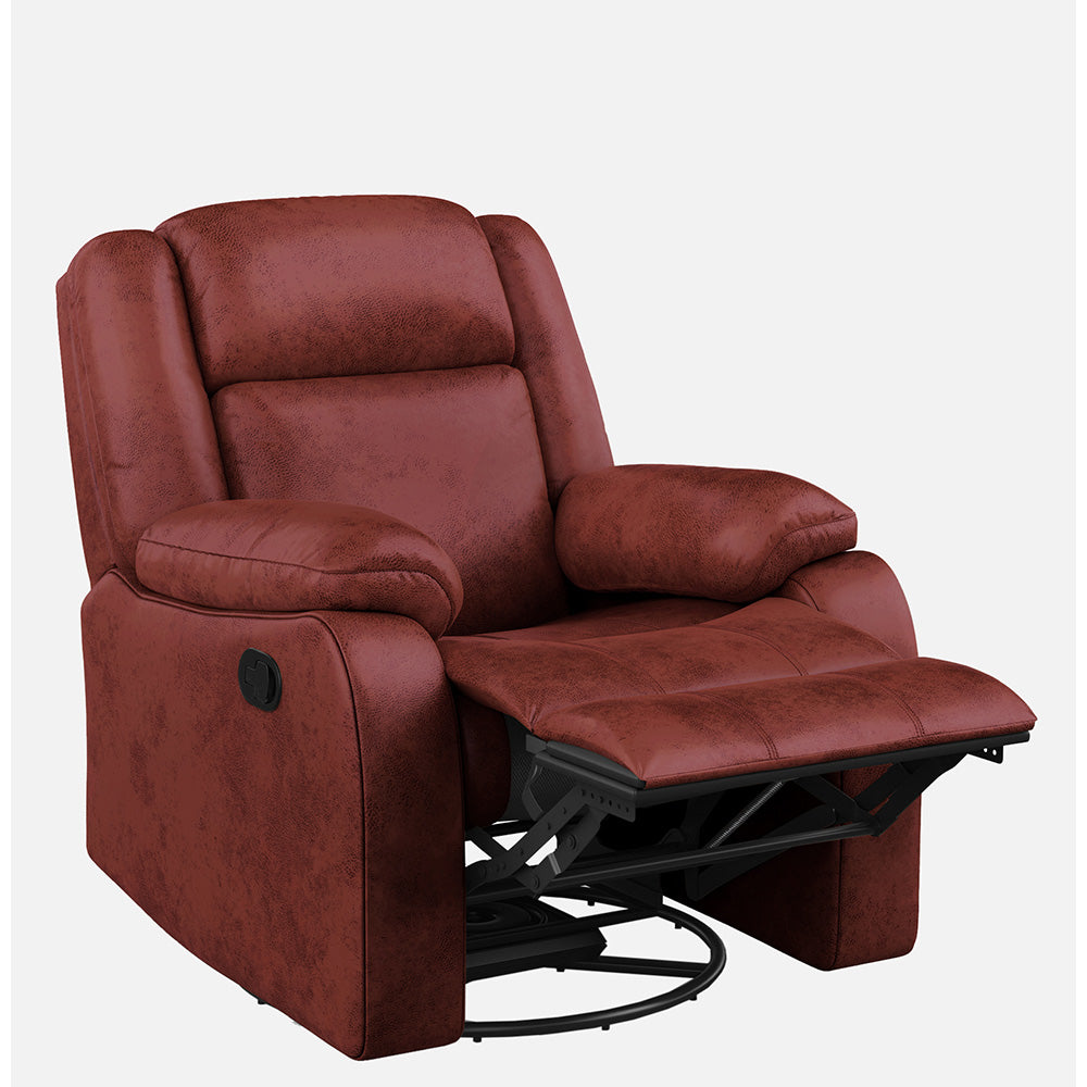 Avalon Rocking & Rotating Crimson Red Single Seater Suede Fabric Recliner