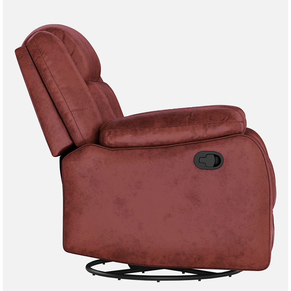 Avalon Rocking & Revolving Crimson Red Single Seater Suede Fabric Recliner