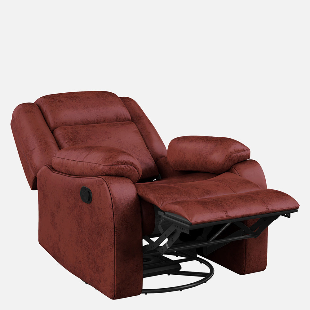 Avalon Rocking & Rotating Crimson Red Single Seater Suede Fabric Recliner