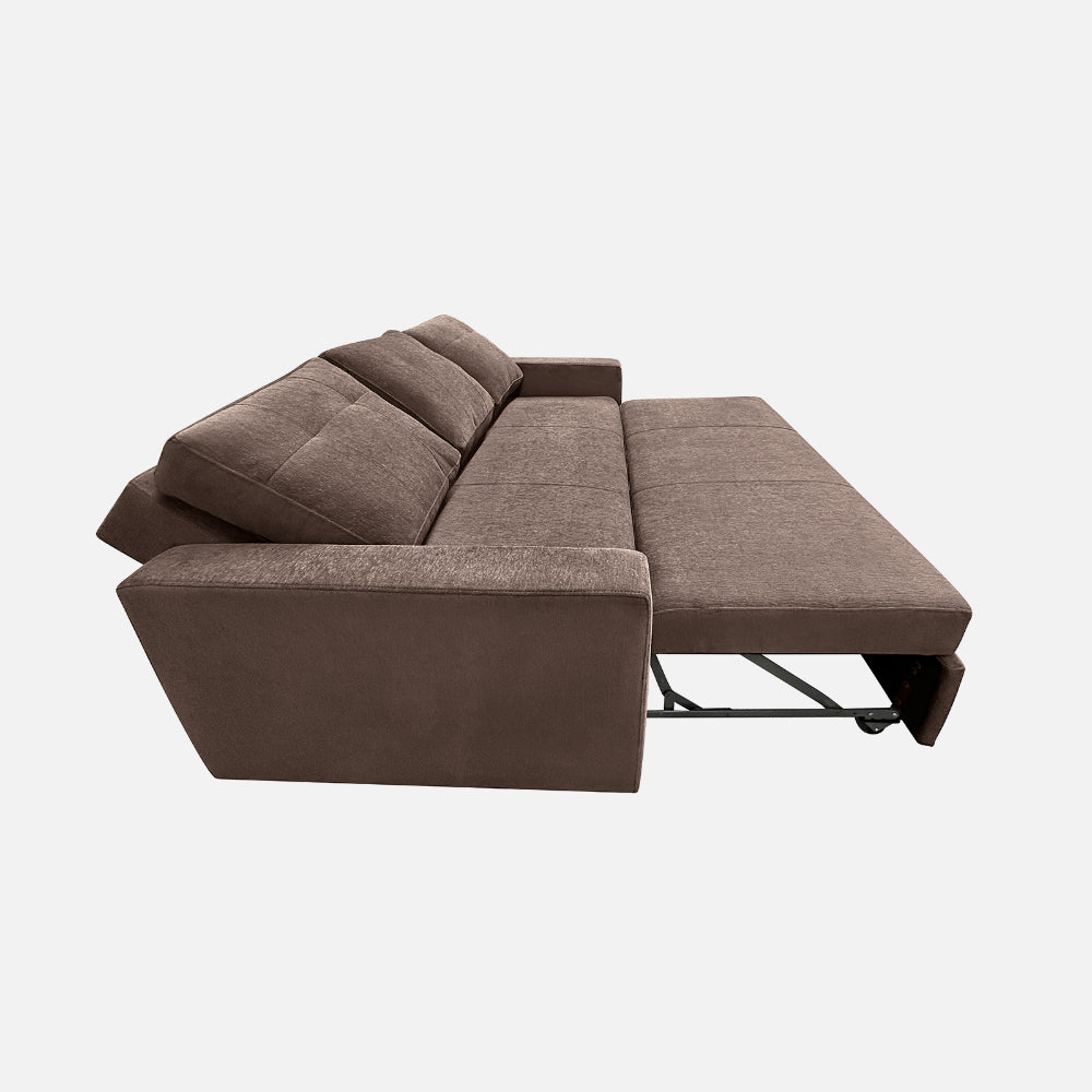 Ease Fabric Sofa cum Bed | 3 seater | Saddle Brown |  Duroflex Furniture