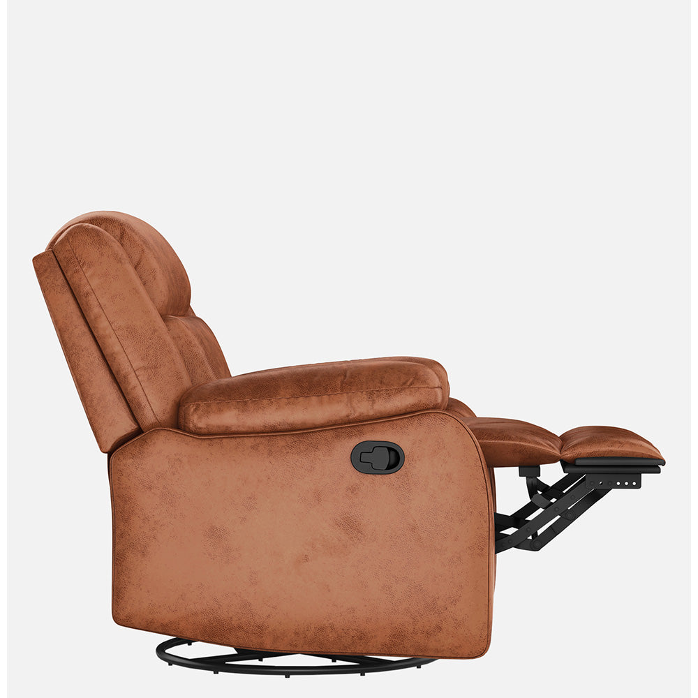 Avalon Rocking & Revolving Desert Orange Single Seater Suede Fabric Recliner